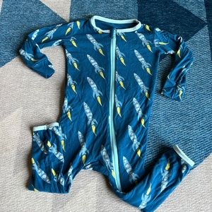 Kickee Pants 9-12 month One Piece Footless Zip Up Rockets Space